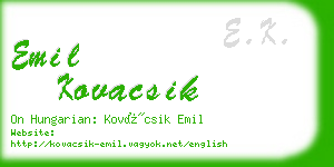 emil kovacsik business card